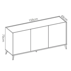 Garnero Arredamenti Credenza 155x75h cm 3 ante moderna ante rovere grafite Elmer Rovere - Grafite Clearance
