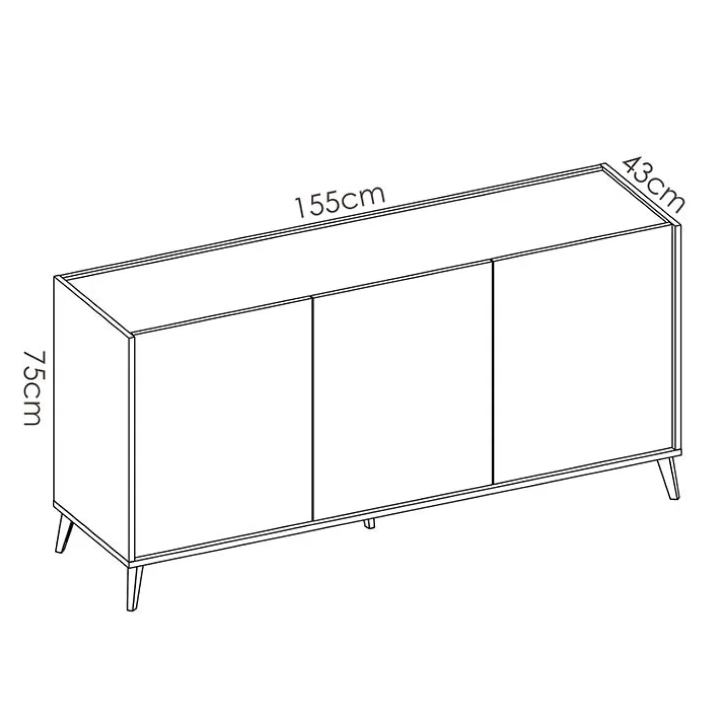 Garnero Arredamenti Credenza 155x75h cm 3 ante moderna ante rovere grafite Elmer Rovere - Grafite Clearance