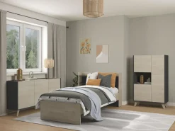 Garnero Arredamenti Credenza 155x75h cm 3 ante moderna ante rovere grafite Elmer Rovere - Grafite Clearance