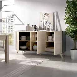 Garnero Arredamenti Credenza 155x75h cm 3 ante moderna ante rovere grafite Elmer Rovere - Grafite Clearance