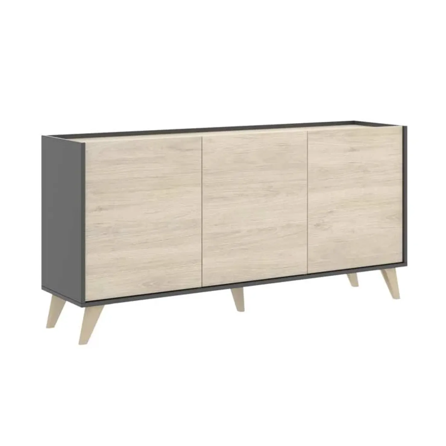 Garnero Arredamenti Credenza 155x75h cm 3 ante moderna ante rovere grafite Elmer Rovere - Grafite Clearance