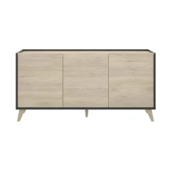 Garnero Arredamenti Credenza 155x75h cm 3 ante moderna ante rovere grafite Elmer Rovere - Grafite Clearance
