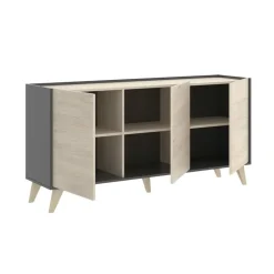 Garnero Arredamenti Credenza 155x75h cm 3 ante moderna ante rovere grafite Elmer Rovere - Grafite Clearance