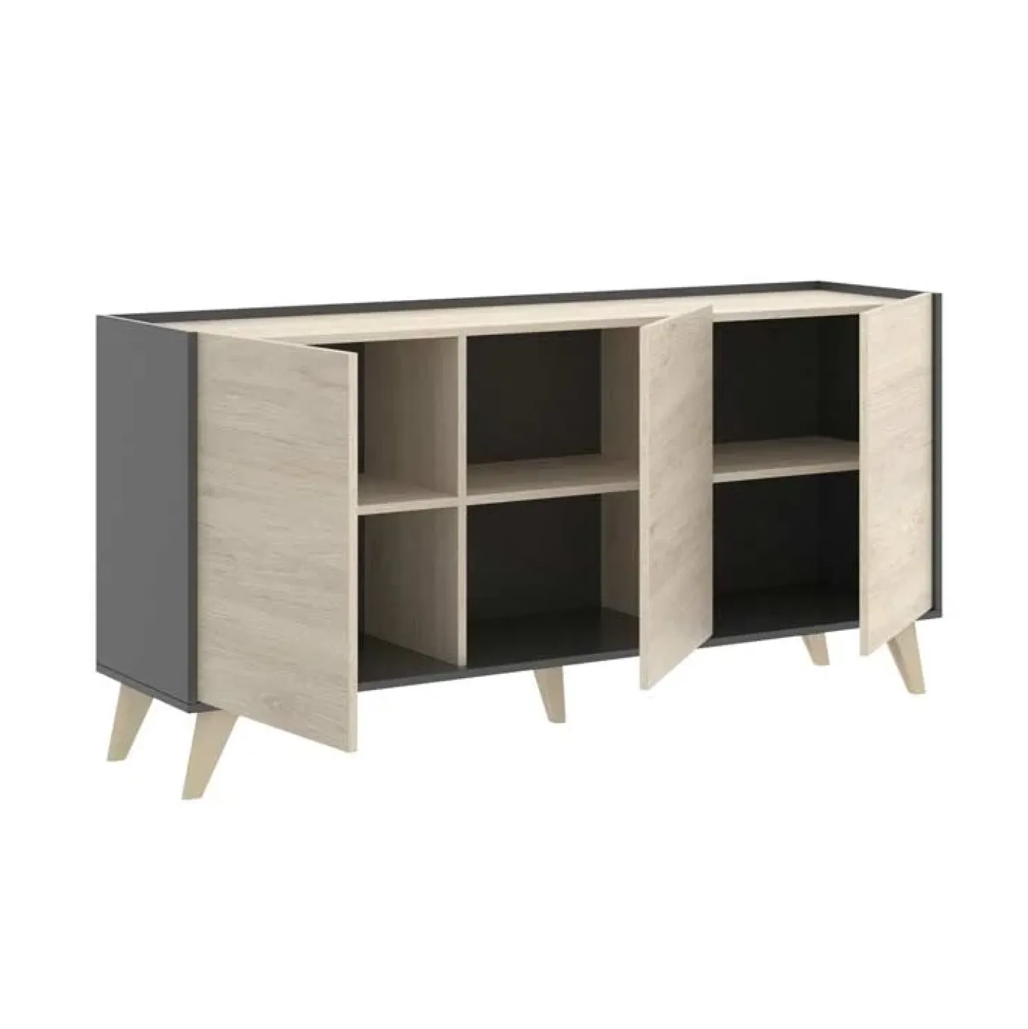 Garnero Arredamenti Credenza 155x75h cm 3 ante moderna ante rovere grafite Elmer Rovere - Grafite Clearance