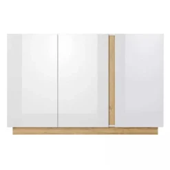 Garnero Arredamenti Credenza 138x91h cm 3 ante moderna soggiorno bianco rovere Noa Gihome® Hot