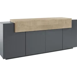 Garnero Arredamenti Credenza 200x86h cm 4 ante moderna antracite rovere Milos Gihome® Rovere Rustico - Antracite