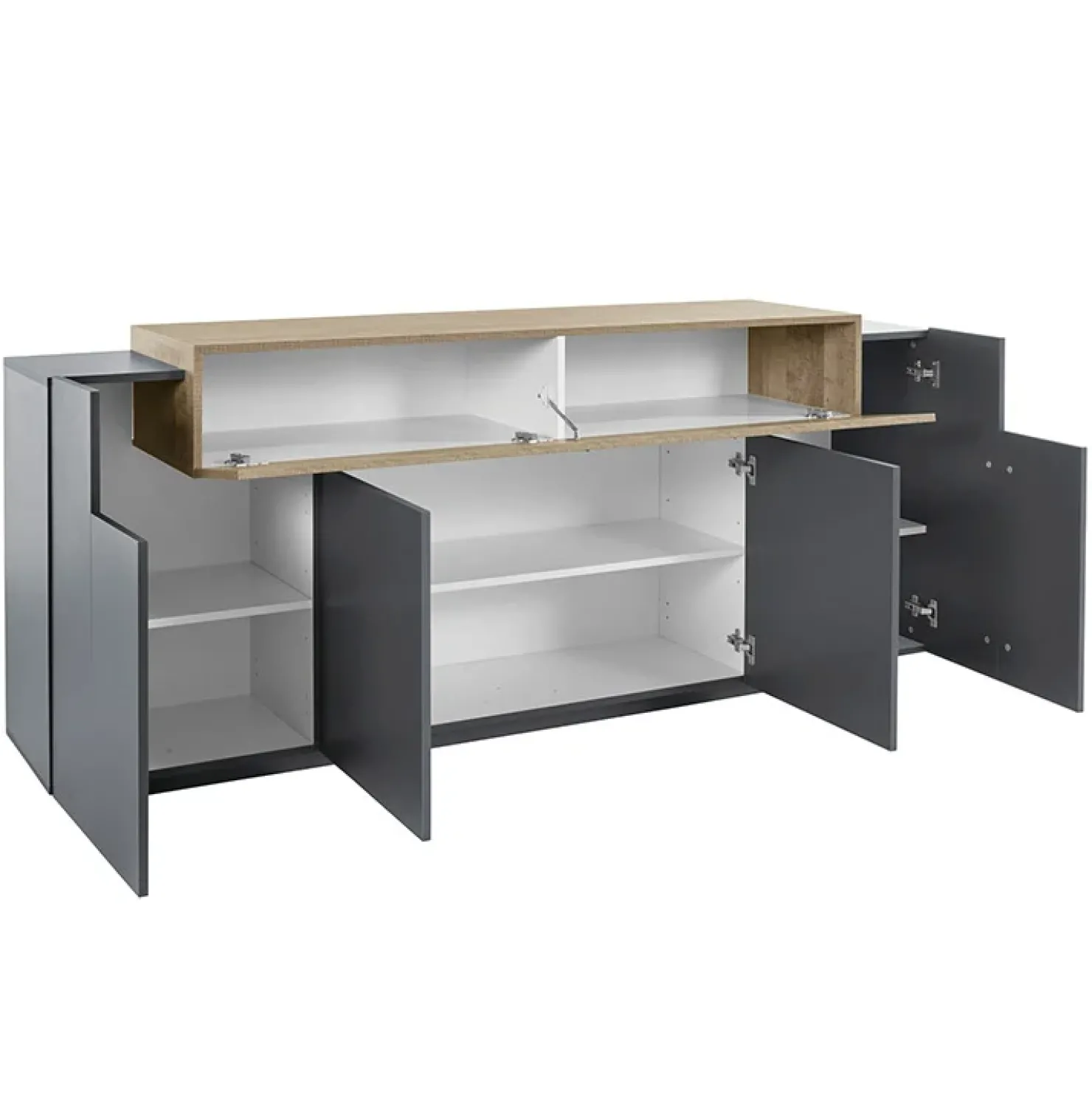 Garnero Arredamenti Credenza 200x86h cm 4 ante moderna antracite rovere Milos Gihome® Rovere Rustico - Antracite
