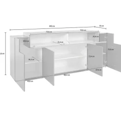 Garnero Arredamenti Credenza 200x86h cm 4 ante moderna antracite rovere Milos Gihome® Rovere Rustico - Antracite