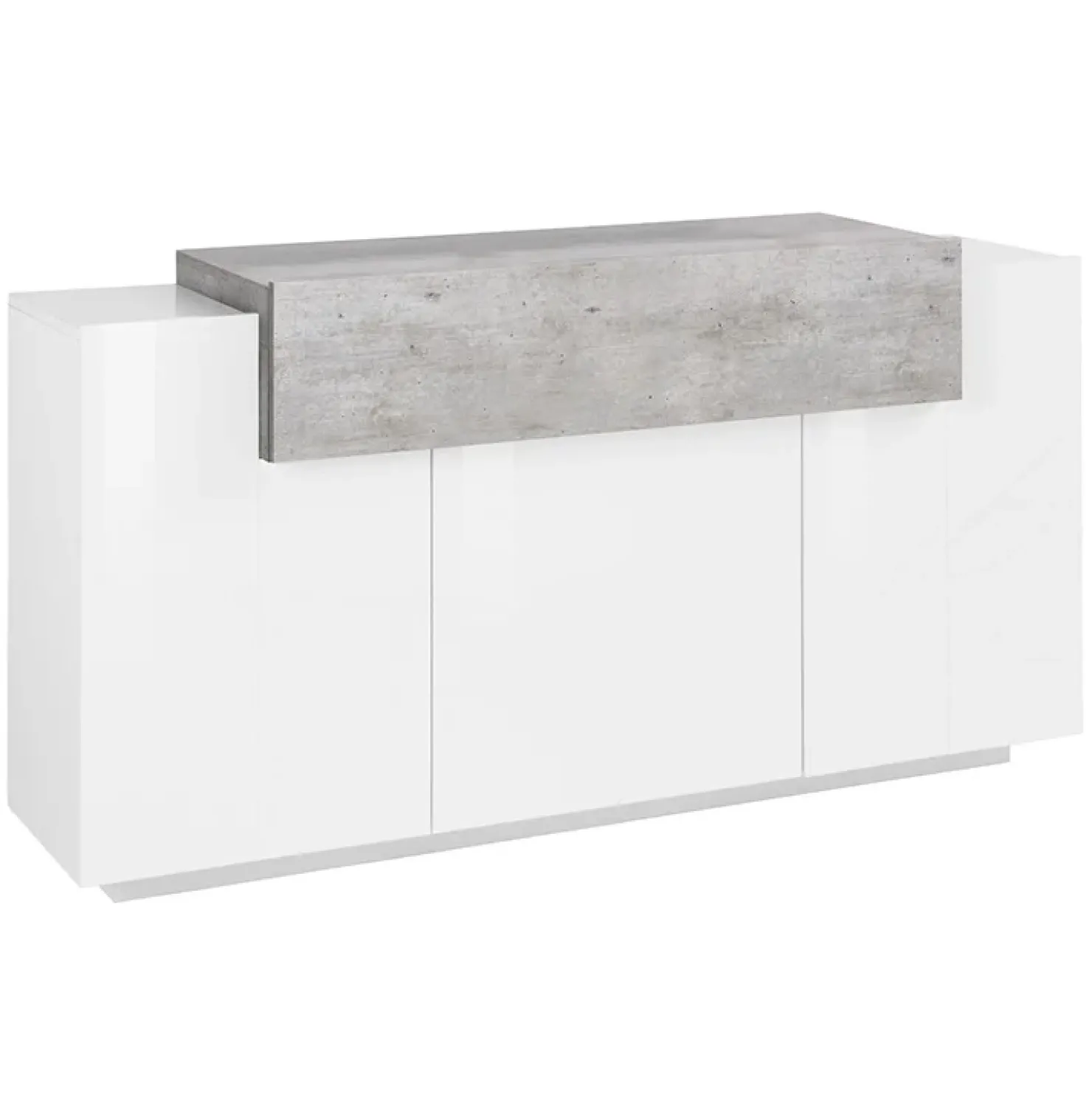 Garnero Arredamenti Credenza 160x86h cm 3 ante moderna bianco lucido cemento Milos Gihome® Cemento - Bianco Lucido Discount
