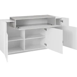 Garnero Arredamenti Credenza 160x86h cm 3 ante moderna bianco lucido cemento Milos Gihome® Cemento - Bianco Lucido Discount
