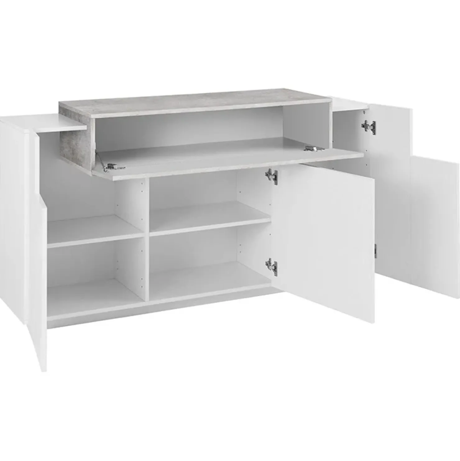 Garnero Arredamenti Credenza 160x86h cm 3 ante moderna bianco lucido cemento Milos Gihome® Cemento - Bianco Lucido Discount