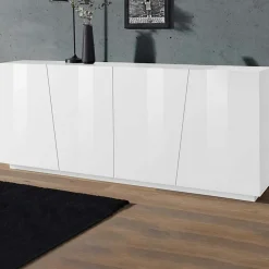 Garnero Arredamenti Credenza 200x86h cm 4 ante moderna Candia Gihome® Bianco Lucido