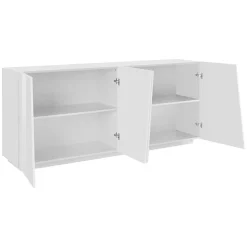 Garnero Arredamenti Credenza 200x86h cm 4 ante moderna Candia Gihome® Bianco Lucido