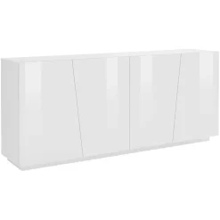 Garnero Arredamenti Credenza 200x86h cm 4 ante moderna Candia Gihome® Bianco Lucido