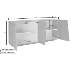 Garnero Arredamenti Credenza 200x86h cm 4 ante moderna Candia Gihome® Bianco Lucido
