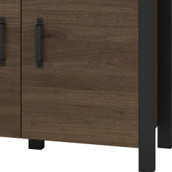 Garnero Arredamenti Credenza 220x79h cm 4 ante moderna rovere scuro nero Nebraska Noce - Nero opaco Clearance