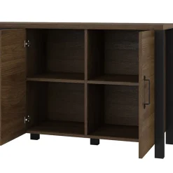 Garnero Arredamenti Credenza 220x79h cm 4 ante moderna rovere scuro nero Nebraska Noce - Nero opaco Clearance