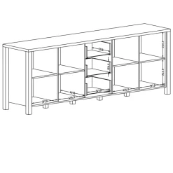 Garnero Arredamenti Credenza 220x79h cm 4 ante moderna rovere scuro nero Nebraska Noce - Nero opaco Clearance