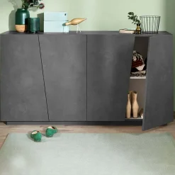 Garnero Arredamenti Credenza 159x86h cm 4 ante moderna Candia Gihome® Ossido Clearance