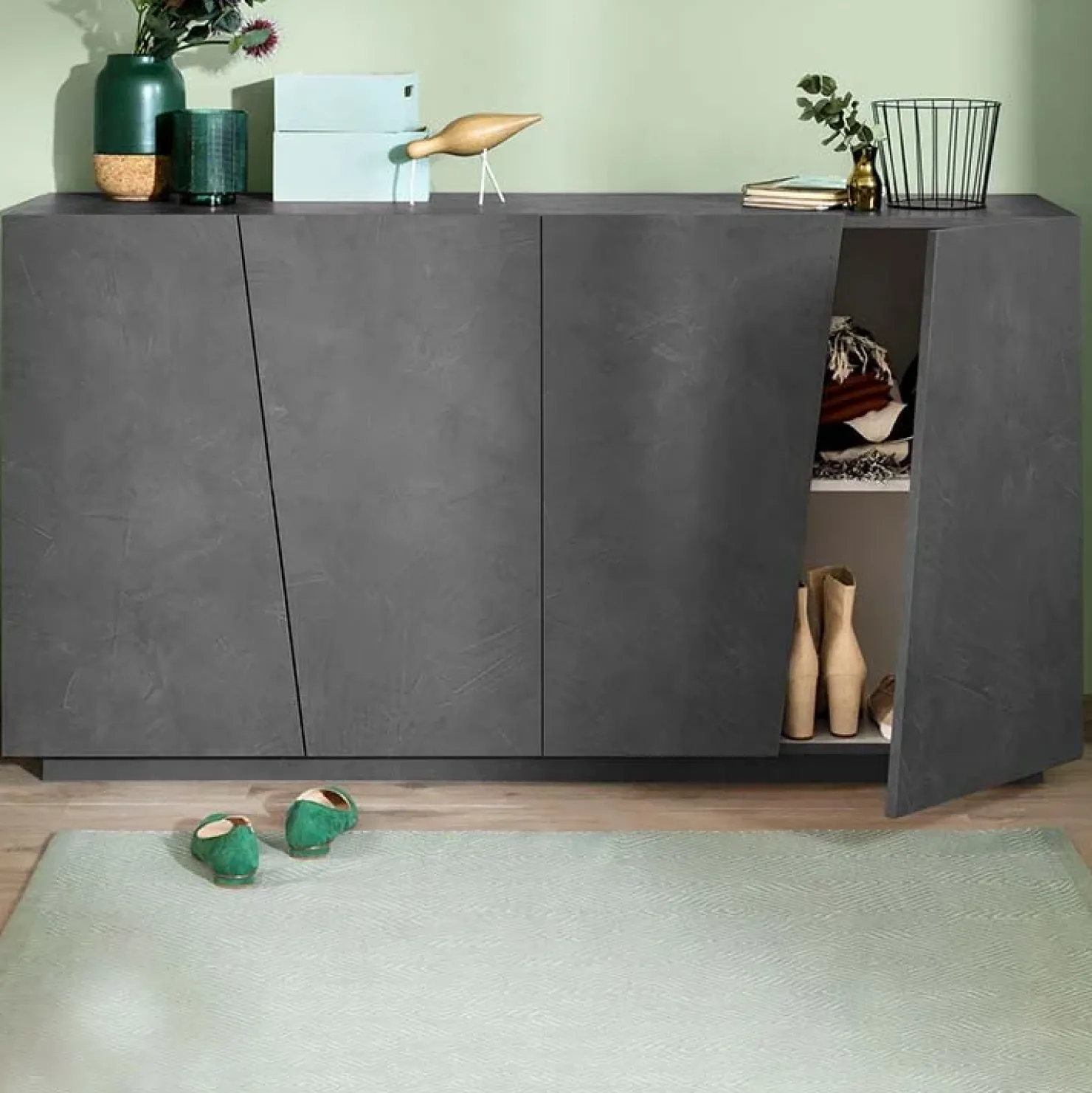 Garnero Arredamenti Credenza 159x86h cm 4 ante moderna Candia Gihome® Ossido Clearance