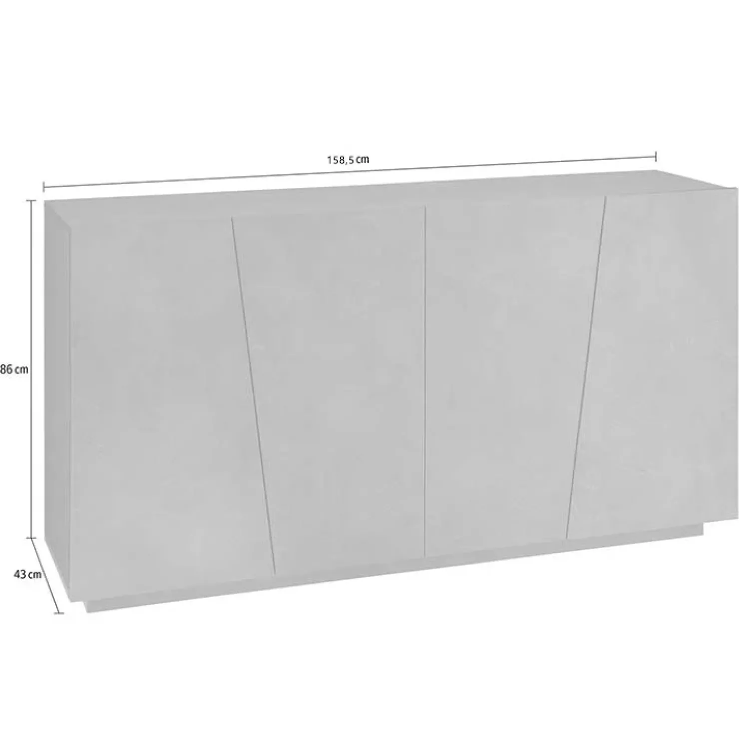 Garnero Arredamenti Credenza 159x86h cm 4 ante moderna Candia Gihome® Ossido Clearance