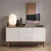 Garnero Arredamenti Credenza 160x83h cm 2 ante moderna rovere bianco Menfi Gihome® Outlet