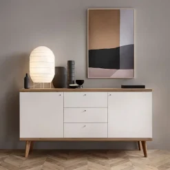 Garnero Arredamenti Credenza 160x83h cm 2 ante moderna rovere bianco Menfi Gihome® Outlet