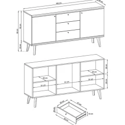 Garnero Arredamenti Credenza 160x83h cm 2 ante moderna rovere bianco Menfi Gihome® Outlet