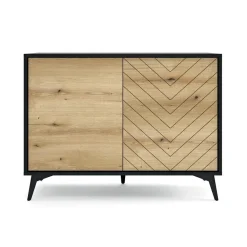 Garnero Arredamenti Credenza 104x77h cm 2 ante moderna soggiorno quercia nero Becca Hot