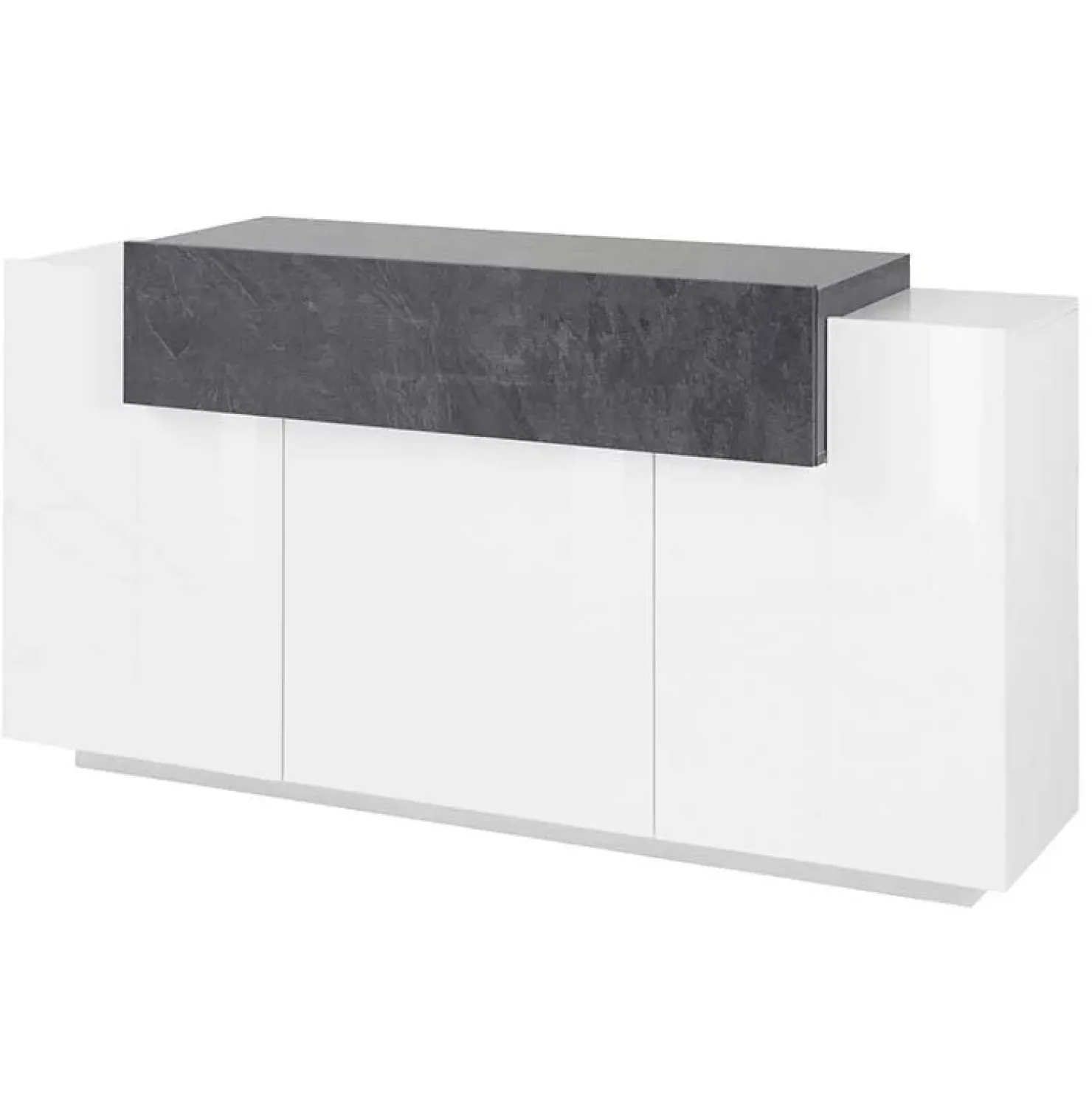 Garnero Arredamenti Credenza 160x86h cm 3 ante moderna bianco ossido Milos Gihome® Ossido - Bianco Lucido