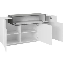 Garnero Arredamenti Credenza 160x86h cm 3 ante moderna bianco ossido Milos Gihome® Ossido - Bianco Lucido