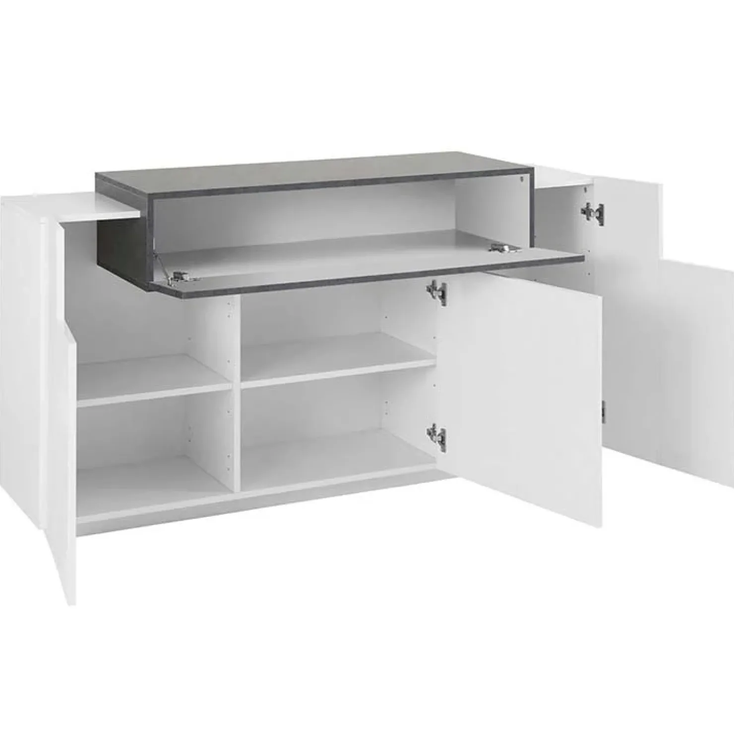 Garnero Arredamenti Credenza 160x86h cm 3 ante moderna bianco ossido Milos Gihome® Ossido - Bianco Lucido