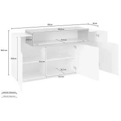 Garnero Arredamenti Credenza 160x86h cm 3 ante moderna bianco ossido Milos Gihome® Ossido - Bianco Lucido
