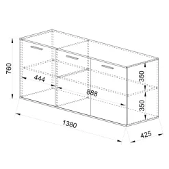 Garnero Arredamenti Credenza 138x76h cm 3 ante moderna rovere grigio effetto marmo Rabat Online
