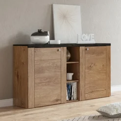 Garnero Arredamenti Credenza 155x85h cm 2 ante moderna quercia rovere grigio Paloma 2 Online