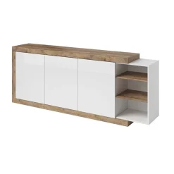 Garnero Arredamenti Credenza 220x86h cm 3 ante moderna bianco lucido rovereAria Outlet