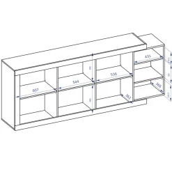 Garnero Arredamenti Credenza 220x86h cm 3 ante moderna bianco lucido rovereAria Outlet