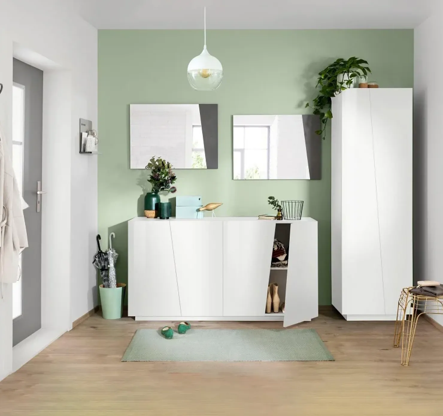 Garnero Arredamenti Credenza 159x86h cm 4 ante moderna Candia Gihome® Bianco Lucido Sale