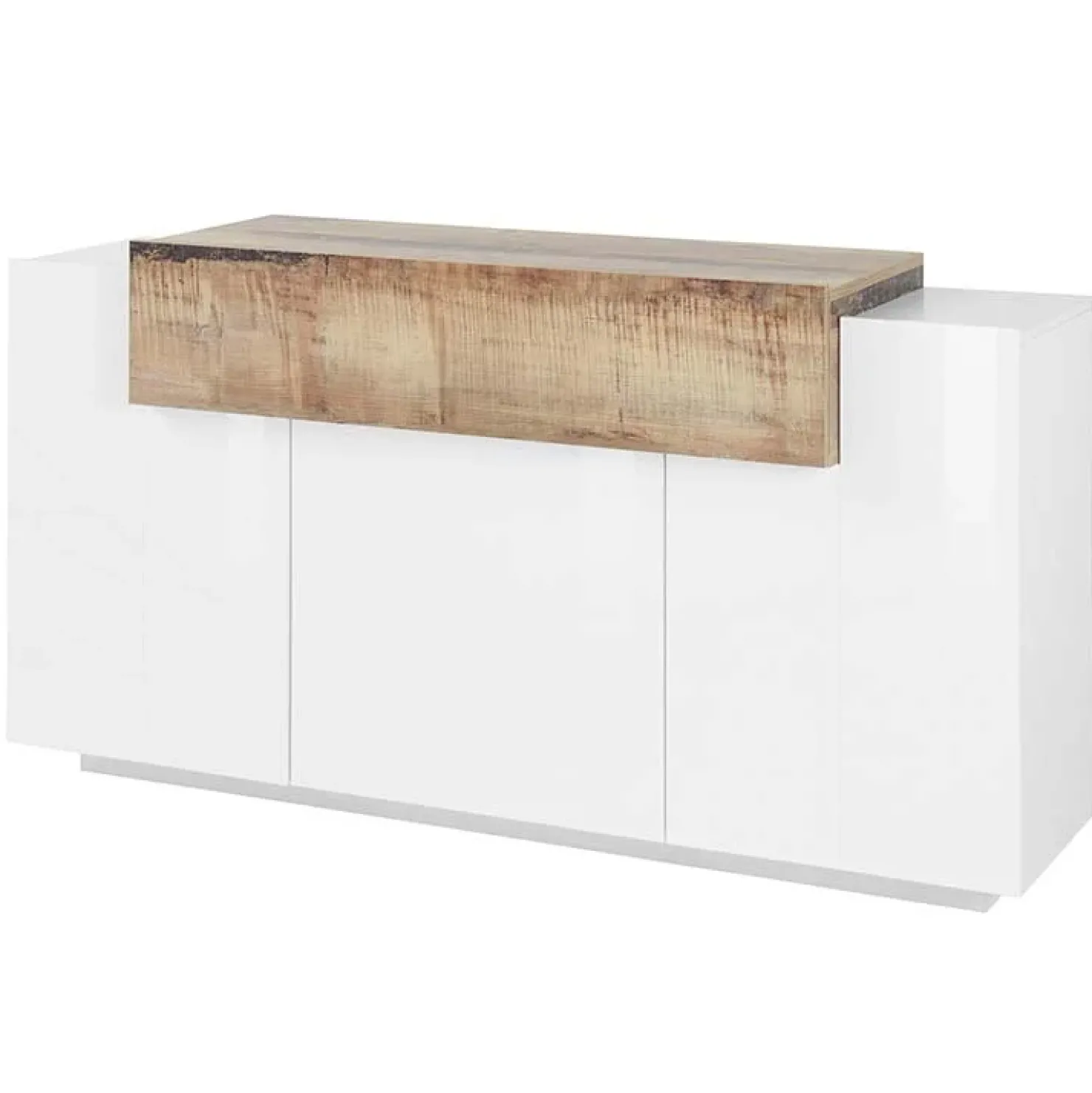 Garnero Arredamenti Credenza 160x86h cm 3 ante moderna bianco pero Milos Gihome® Bianco Lucido - Rovere Rustico Sale