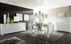 Garnero Arredamenti Credenza 210x82h cm 4 ante moderna bianco lucido Essential Discount