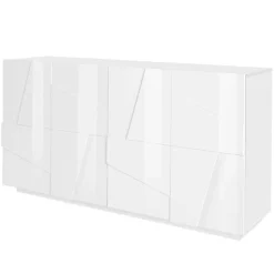 Garnero Arredamenti Credenza 163x86h cm 4 ante moderna Zenzero Gihome® Bianco Lucido Sale