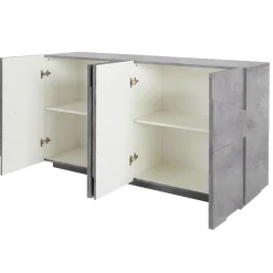 Garnero Arredamenti Credenza 143x86h cm 4 ante moderna Zenzero Gihome® Cemento New
