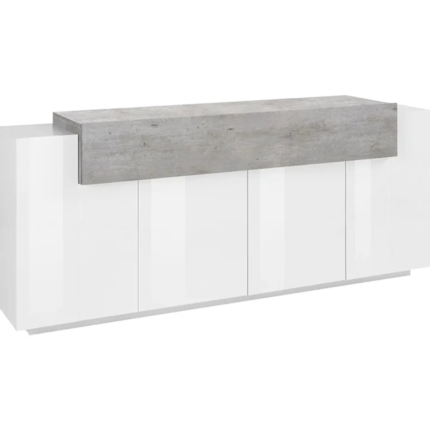 Garnero Arredamenti Credenza 200x86h cm 4 ante moderna bianco lucido cemento Milos Gihome® Cemento - Bianco Lucido Sale