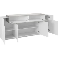 Garnero Arredamenti Credenza 200x86h cm 4 ante moderna bianco lucido cemento Milos Gihome® Cemento - Bianco Lucido Sale
