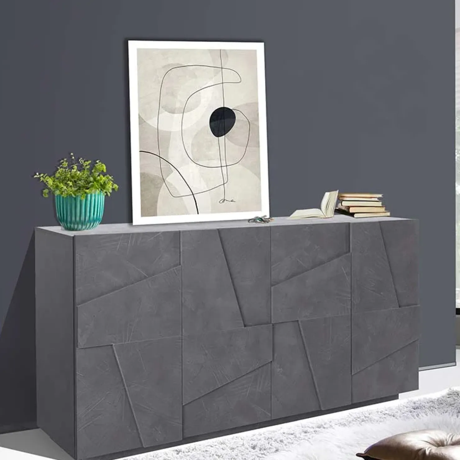 Garnero Arredamenti Credenza 162x86h cm 4 ante moderna Zenzero Gihome® Ossido Best