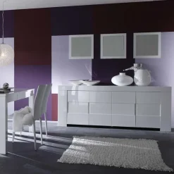 Garnero Arredamenti Credenza 210x84h cm 4 ante moderna design bianco lucido Eos Sale
