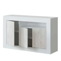 Garnero Arredamenti Credenza 144x87h cm 3 ante moderna soggiorno bianco artico Atene Hot
