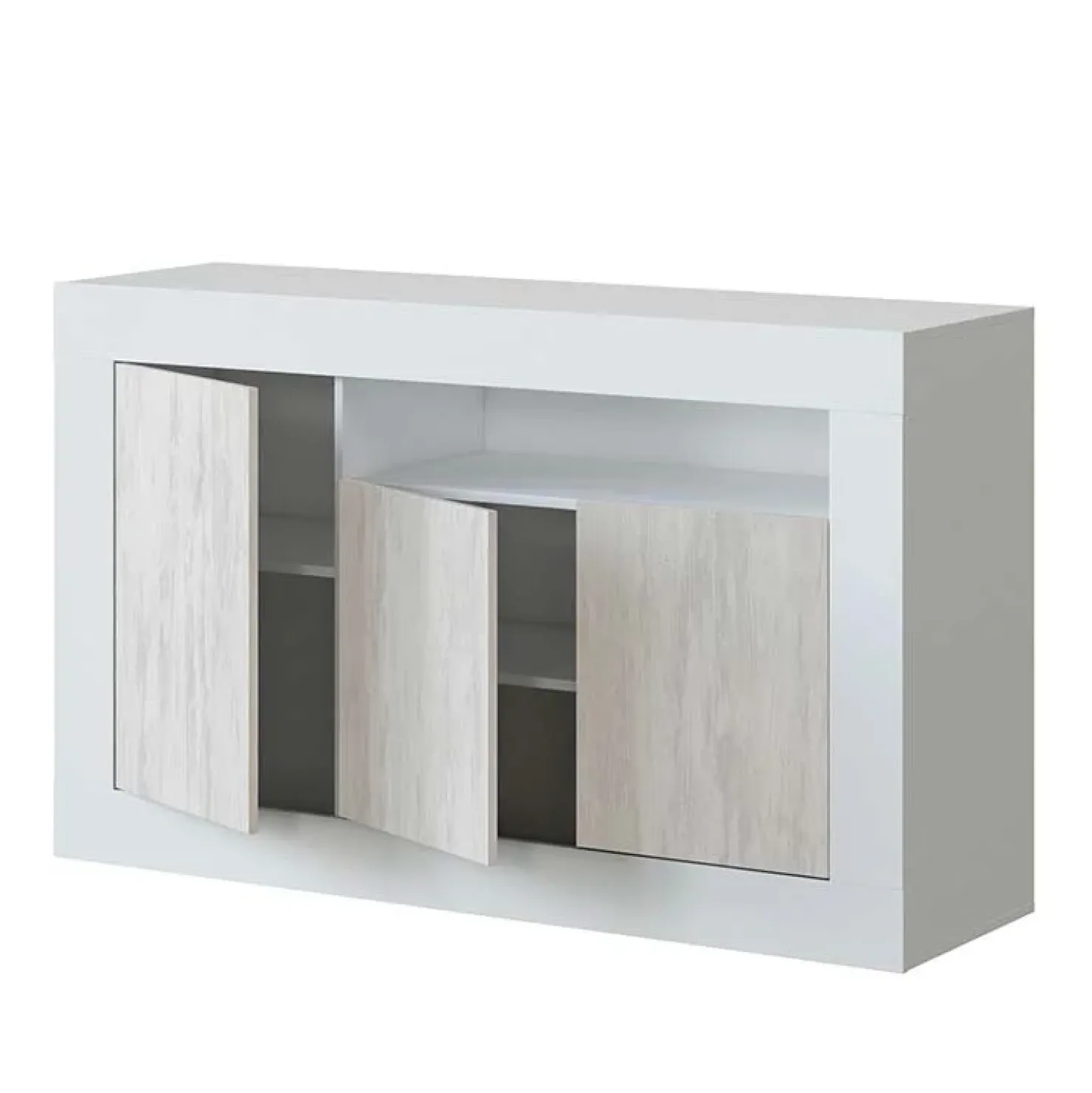 Garnero Arredamenti Credenza 144x87h cm 3 ante moderna soggiorno bianco artico Atene Hot