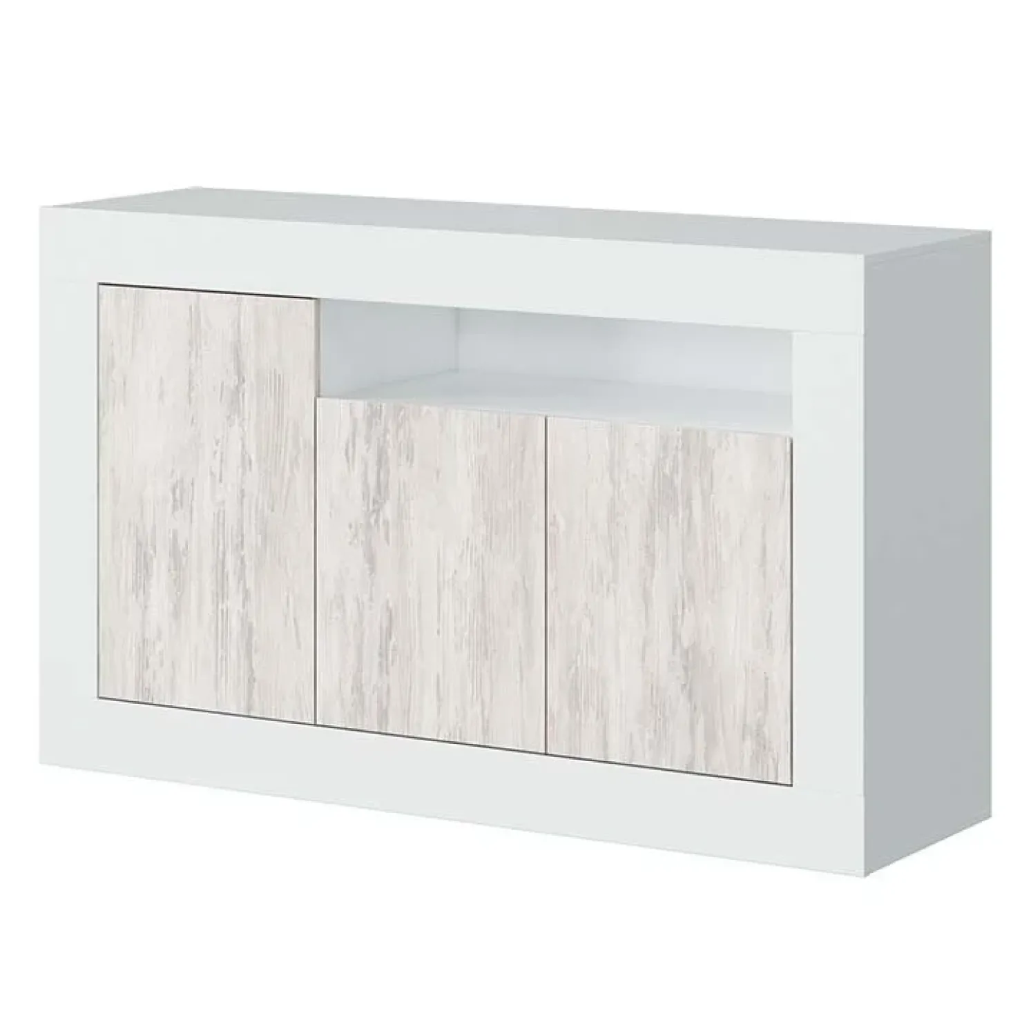 Garnero Arredamenti Credenza 144x87h cm 3 ante moderna soggiorno bianco artico Atene Hot