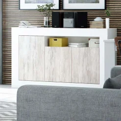 Garnero Arredamenti Credenza 144x87h cm 3 ante moderna soggiorno bianco artico Atene Hot